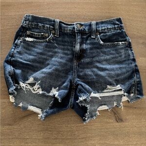 Aerie distressed‎ jean shorts. Dark denim.